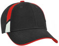 FRONT VIEW OF BASEBALL CAP BLACK/RED/WHITE